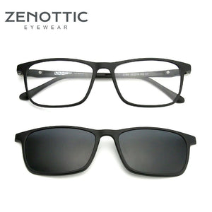 ZENOTTIC Brand Polarized Sunglasses For Men  Flexible 2 in 1 Magnet Clip On Eyeglasses Magnetic Myopia Prescription Sun Glasses