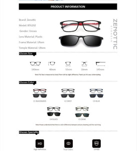 ZENOTTIC Brand Polarized Sunglasses For Men  Flexible 2 in 1 Magnet Clip On Eyeglasses Magnetic Myopia Prescription Sun Glasses