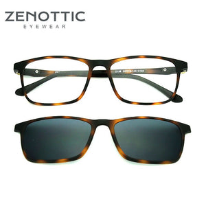 ZENOTTIC Brand Polarized Sunglasses For Men  Flexible 2 in 1 Magnet Clip On Eyeglasses Magnetic Myopia Prescription Sun Glasses
