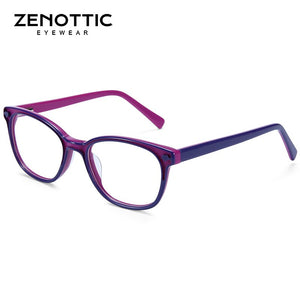 ZENOTTIC Children Acetate Glasses Frames Kids Myopia Anti Blue Ray Lens Girls Boys Square Myopia Prescription Eyeglasses