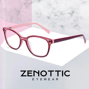 ZENOTTIC Children Acetate Glasses Frames Kids Myopia Anti Blue Ray Lens Girls Boys Square Myopia Prescription Eyeglasses