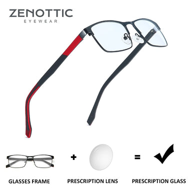 ZENOTTIC Men Titanium Alloy Glasses Frame Male Square Ultralight Myopia Prescription Anti Blue Light Computer Eyeglasses