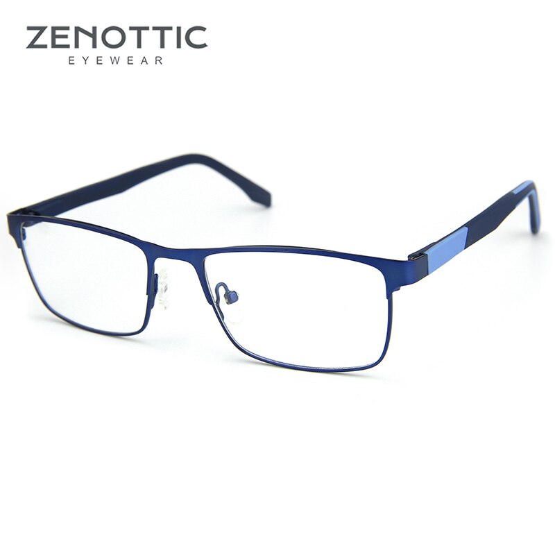 ZENOTTIC Men Titanium Alloy Glasses Frame Male Square Ultralight Myopia Prescription Anti Blue Light Computer Eyeglasses