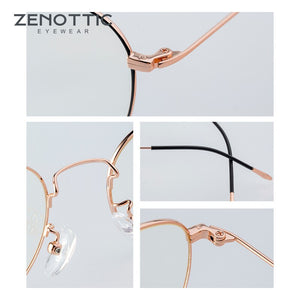 ZENOTTIC Metal  Anti Blue Light Blocking Glasses for Women Retro Round Eyeglasses Vintage Optical Prescription Eyeglasses Frames