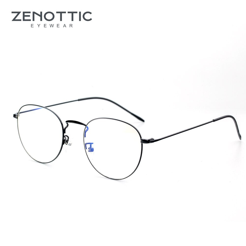 ZENOTTIC Metal  Anti Blue Light Blocking Glasses for Women Retro Round Eyeglasses Vintage Optical Prescription Eyeglasses Frames