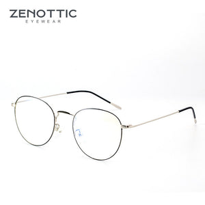 ZENOTTIC Metal  Anti Blue Light Blocking Glasses for Women Retro Round Eyeglasses Vintage Optical Prescription Eyeglasses Frames