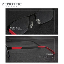 Carica l&#39;immagine nel visualizzatore di Gallery, ZENOTTIC Metal Glasses Frame Men Square Prescription Eyeglasses Anti Blue Ray Metal Optical Glasses Women Frames Eyewear BT2102