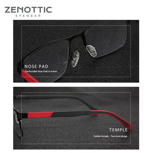 ZENOTTIC Metal Glasses Frame Men Square Prescription Eyeglasses Anti Blue Ray Metal Optical Glasses Women Frames Eyewear BT2102