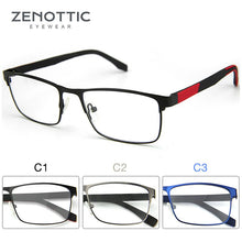 Carica l&#39;immagine nel visualizzatore di Gallery, ZENOTTIC Metal Glasses Frame Men Square Prescription Eyeglasses Anti Blue Ray Metal Optical Glasses Women Frames Eyewear BT2102