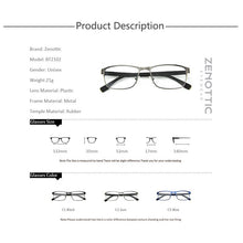 Carica l&#39;immagine nel visualizzatore di Gallery, ZENOTTIC Metal Glasses Frame Men Square Prescription Eyeglasses Anti Blue Ray Metal Optical Glasses Women Frames Eyewear BT2102