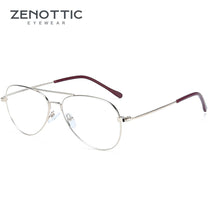 Carica l&#39;immagine nel visualizzatore di Gallery, ZENOTTIC Metallo Pilota Occhiali Ottici Telaio Uomini Anti Luce Blu Lente Occhiali Da Vista Ultraleggero Lente Miopia Occhiali