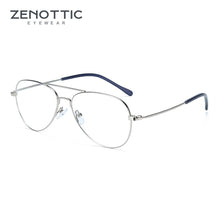 Carica l&#39;immagine nel visualizzatore di Gallery, ZENOTTIC Metallo Pilota Occhiali Ottici Telaio Uomini Anti Luce Blu Lente Occhiali Da Vista Ultraleggero Lente Miopia Occhiali
