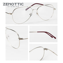Carica l&#39;immagine nel visualizzatore di Gallery, ZENOTTIC Metallo Pilota Occhiali Ottici Telaio Uomini Anti Luce Blu Lente Occhiali Da Vista Ultraleggero Lente Miopia Occhiali