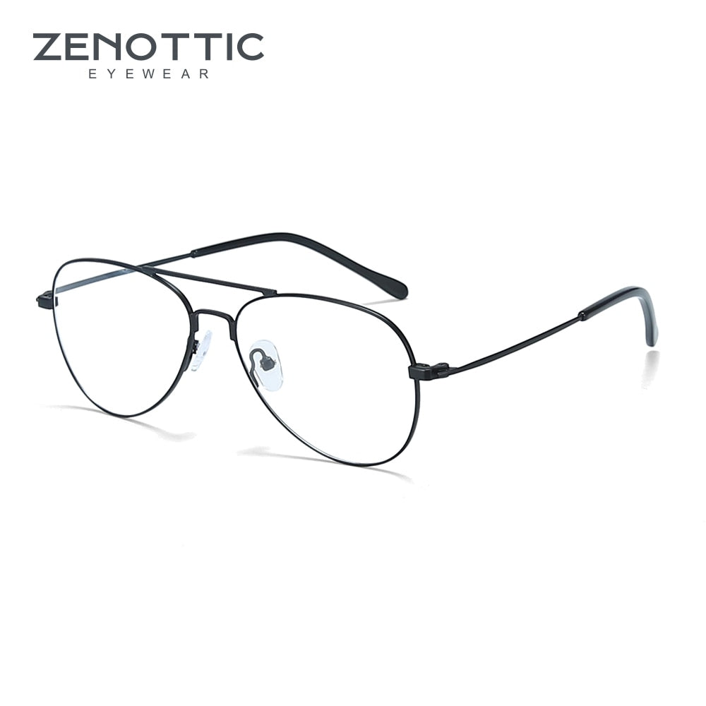 ZENOTTIC Metallo Pilota Occhiali Ottici Telaio Uomini Anti Luce Blu Lente Occhiali Da Vista Ultraleggero Lente Miopia Occhiali