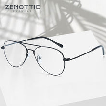 Carica l&#39;immagine nel visualizzatore di Gallery, ZENOTTIC Metallo Pilota Occhiali Ottici Telaio Uomini Anti Luce Blu Lente Occhiali Da Vista Ultraleggero Lente Miopia Occhiali