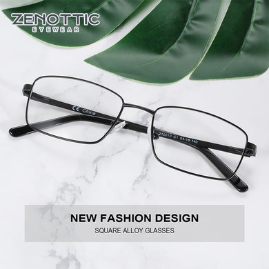 ZENOTTIC Metal Square Glasses Frame Men Business Style Male Square Ultralight Eye Optical Myopia Eyewear Prescription Eyeglasses