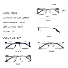 Carica l&#39;immagine nel visualizzatore di Gallery, ZENOTTIC Metal Square Glasses Frame Men Women  Brand Optical Spectacles Business Style Myopia Prescription Eyeglasses
