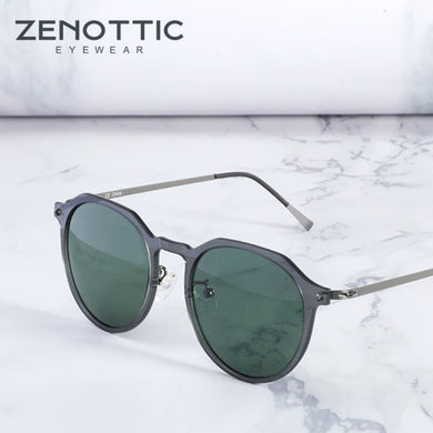 ZENOTTIC Occhiali da sole in nylon titanio Occhiali da sole polarizzati rotondi vintage da uomo Occhiali da sole retrò a specchio UV400 Occhiali da guida 