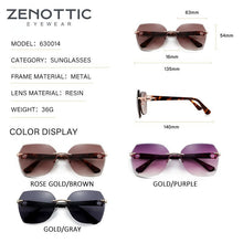 Carica l&#39;immagine nel visualizzatore di Gallery, ZENOTTIC Rimless Butterfly Polarized Sunglasses  Brand Designer Oversize Gradient Sun Glasses Female UV400 Shade Eyewear