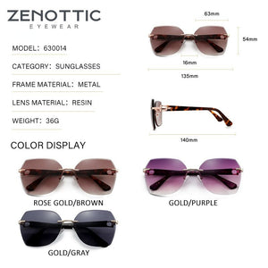ZENOTTIC Rimless Butterfly Polarized Sunglasses  Brand Designer Oversize Gradient Sun Glasses Female UV400 Shade Eyewear