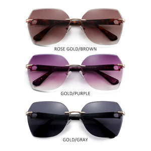 ZENOTTIC Rimless Butterfly Polarized Sunglasses  Brand Designer Oversize Gradient Sun Glasses Female UV400 Shade Eyewear