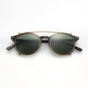 ZENOTTIC Steampunk Round Clip on Sunglasses Men Women Double Layer Removable Lens Acetate UV400 Polarized Sun Glasses with Box