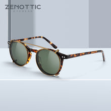 Load image into Gallery viewer, ZENOTTIC Steampunk Round Clip on Sunglasses Men Women Double Layer Removable Lens Acetate UV400 Polarized Sun Glasses with Box