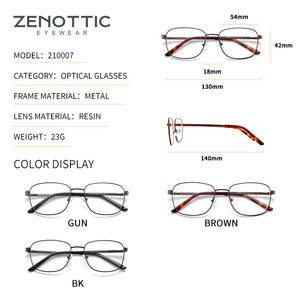ZENOTTIC Titanium Alloy Glasses Frame Men Square Myopia Prescription Eyeglasses Frames Business Style Optical Korean Eyewear