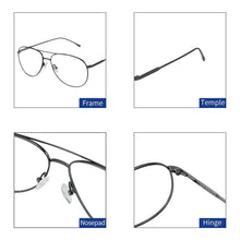 Carica l&#39;immagine nel visualizzatore di Gallery, ZENOTTIC Ultralight Pure Titanium Pilot Glasses Frame Women Men CR-39 Clear Lens Optical Myopia Prescription Eyeglasses Frames