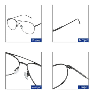 ZENOTTIC Ultralight Pure Titanium Pilot Glasses Frame Women Men CR-39 Clear Lens Optical Myopia Prescription Eyeglasses Frames