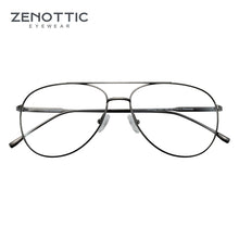 Carica l&#39;immagine nel visualizzatore di Gallery, ZENOTTIC Ultralight Pure Titanium Pilot Glasses Frame Women Men CR-39 Clear Lens Optical Myopia Prescription Eyeglasses Frames