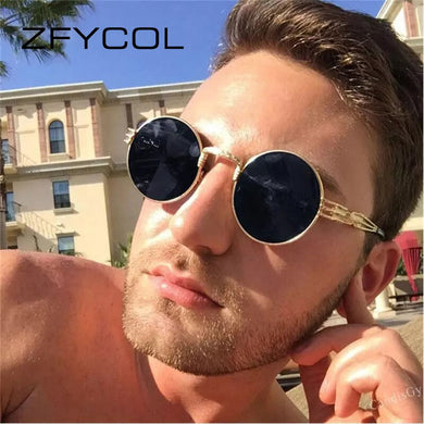 ZFYCOL Brand Gothic Steampunk Sunglasses Men Women Brand Designer Vintage Round Glasses Driving Goggle UV400