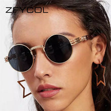 Load image into Gallery viewer, ZFYCOL Brand Gothic Steampunk Sunglasses Men Women Brand Designer Vintage Round Glasses Driving Goggle UV400