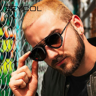 ZFYCOL Classic Gothic Steampunk Sunglasses Men 2023 Brand Designer Retro Metal Frame Male Gradient Sun Glasses Women UV400