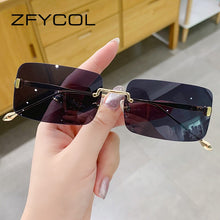 Load image into Gallery viewer, ZFYCOL Rimless Sunglasses Women 2023 Rectangle Steampunk Sun Glasses Vintage Square Glasses Men Eyewear UV400 Oculos