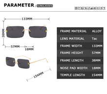 Load image into Gallery viewer, ZFYCOL Rimless Sunglasses Women 2023 Rectangle Steampunk Sun Glasses Vintage Square Glasses Men Eyewear UV400 Oculos