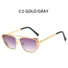 Load image into Gallery viewer, ZFYCOL Metal Steampunk Sunglasses Ladies UV400 Oversize Square Gothic Driving Yellow Sun Glasses For Men 2023 Shades Female