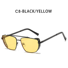 Load image into Gallery viewer, ZFYCOL Metal Steampunk Sunglasses Ladies UV400 Oversize Square Gothic Driving Yellow Sun Glasses For Men 2023 Shades Female