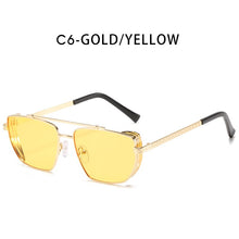 Load image into Gallery viewer, ZFYCOL Metal Steampunk Sunglasses Ladies UV400 Oversize Square Gothic Driving Yellow Sun Glasses For Men 2023 Shades Female