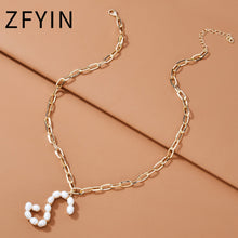 Carica l&#39;immagine nel visualizzatore di Gallery, ZFYIN 2020 New Trendy Jewelry Fresh Water Pearl Alphabet Letters Initials  Pendant Necklaces for Women
