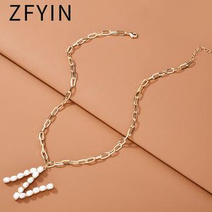 ZFYIN 2020 New Trendy Jewelry Fresh Water Pearl Alphabet Letters Initials  Pendant Necklaces for Women