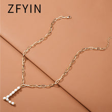 Carica l&#39;immagine nel visualizzatore di Gallery, ZFYIN 2020 New Trendy Jewelry Fresh Water Pearl Alphabet Letters Initials  Pendant Necklaces for Women