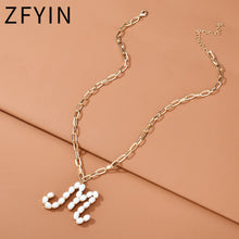 Carica l&#39;immagine nel visualizzatore di Gallery, ZFYIN 2020 New Trendy Jewelry Fresh Water Pearl Alphabet Letters Initials  Pendant Necklaces for Women