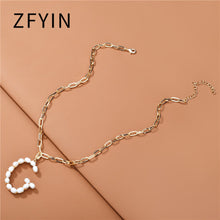 Carica l&#39;immagine nel visualizzatore di Gallery, ZFYIN 2020 New Trendy Jewelry Fresh Water Pearl Alphabet Letters Initials  Pendant Necklaces for Women