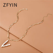 Carica l&#39;immagine nel visualizzatore di Gallery, ZFYIN 2020 New Trendy Jewelry Fresh Water Pearl Alphabet Letters Initials  Pendant Necklaces for Women