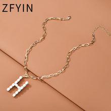 Carica l&#39;immagine nel visualizzatore di Gallery, ZFYIN 2020 New Trendy Jewelry Fresh Water Pearl Alphabet Letters Initials  Pendant Necklaces for Women