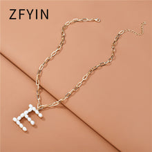 Carica l&#39;immagine nel visualizzatore di Gallery, ZFYIN 2020 New Trendy Jewelry Fresh Water Pearl Alphabet Letters Initials  Pendant Necklaces for Women
