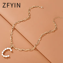 Carica l&#39;immagine nel visualizzatore di Gallery, ZFYIN 2020 New Trendy Jewelry Fresh Water Pearl Alphabet Letters Initials  Pendant Necklaces for Women