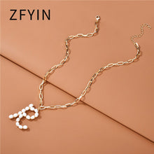 Carica l&#39;immagine nel visualizzatore di Gallery, ZFYIN 2020 New Trendy Jewelry Fresh Water Pearl Alphabet Letters Initials  Pendant Necklaces for Women