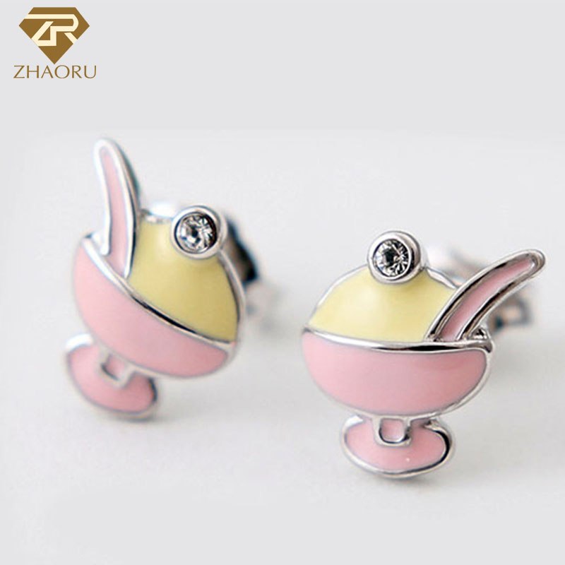 925 Sterling Sliver Earrings Silver Stud Earrings for Women Fine Jewelry Ice Cream Earring Fashion Earring